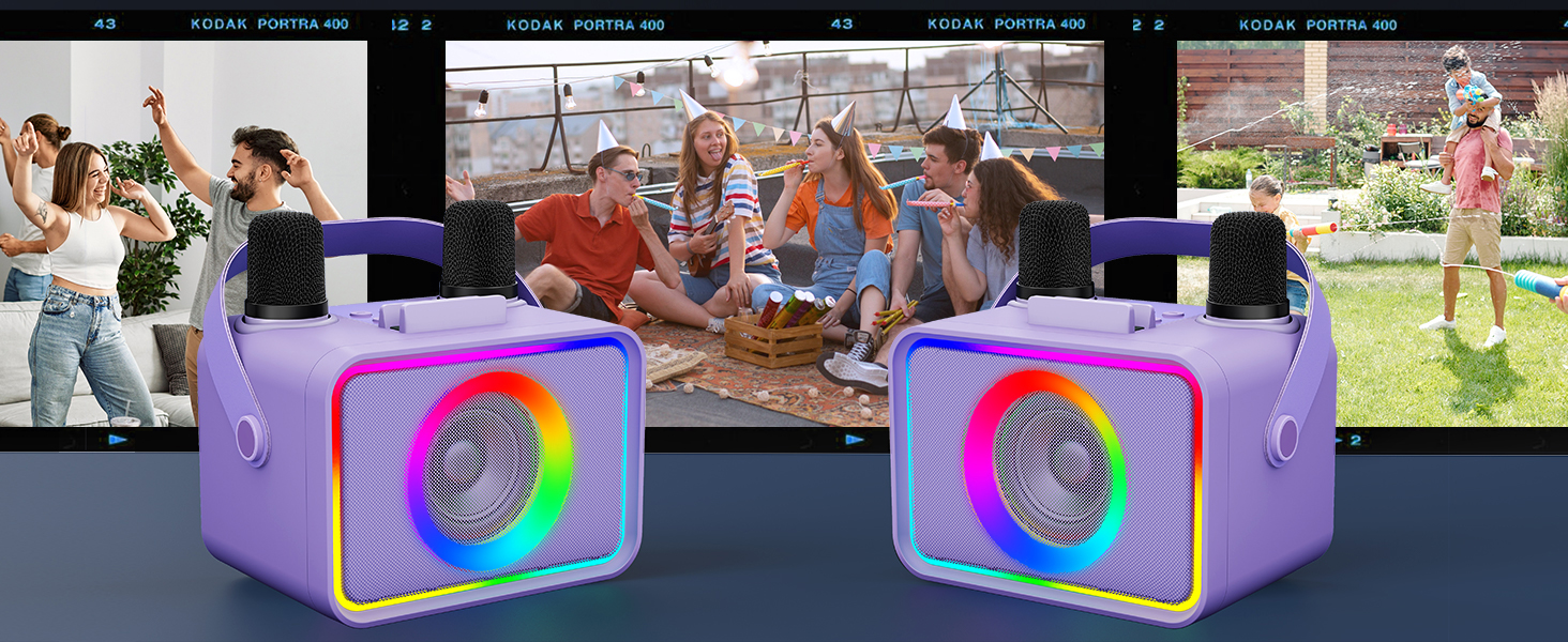 Караоке Машина з 2 Мікрофонами: Портативна Bluetooth Колонка для Караоке з Мікрофонами - Ідеальний Подарунок для Дорослів та Дітей