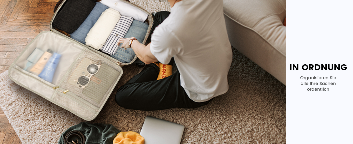 Рюкзак LOVEVOOK для ручної поклажі в літак, 40L, водонепроникний, для жінок, з відділенням для взуття та ноутбука 17.3 дюймів, бежевий + хакі