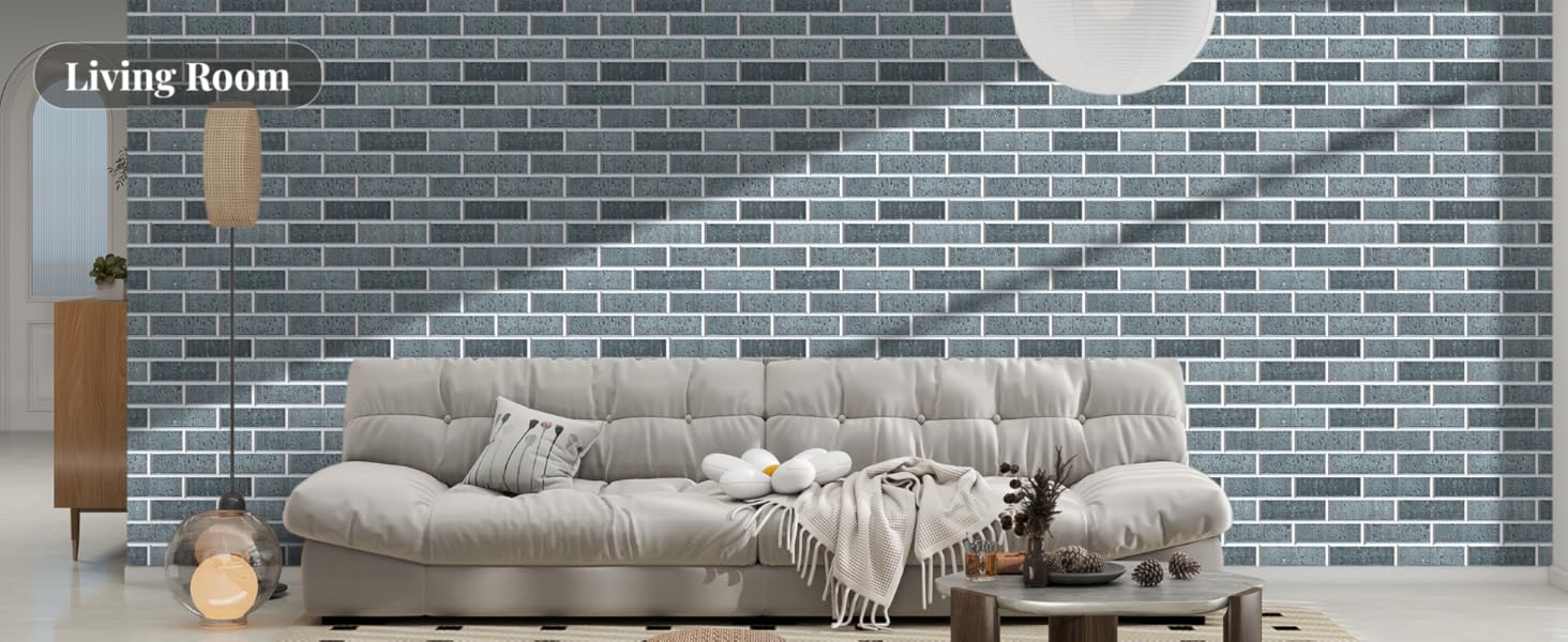 Акустичні панелі JBER самоклейні для звукоізоляції, шумопоглинаючі стінові панелі «цегляний» для студії, геймерської кімнати та офісу, 30x30x1 см, 12 шт, колір чорний крейда