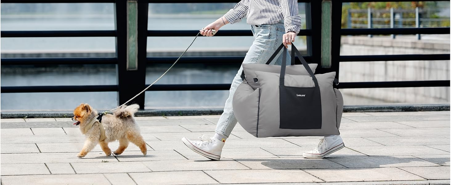 Автокрісло для собак Lesure - чорне, 58x56x33 см, з водонепроникним покриттям та кишенями