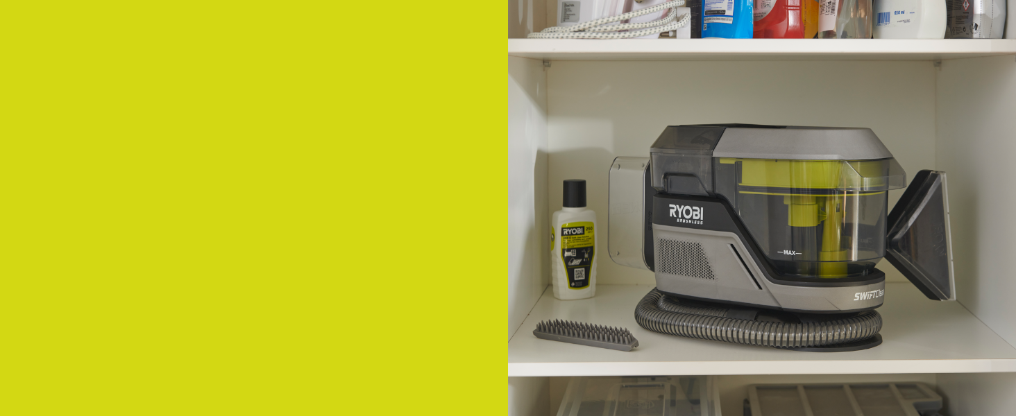 RYOBI 18V ONE+ Акумуляторний Текстильний Очищувач Pro RDC18BL-0: Потужне видалення плям, 2-в-1 миюча щітка, Dual Tank, для дому та автомобіля (без акумулятора та зарядного пристрою)