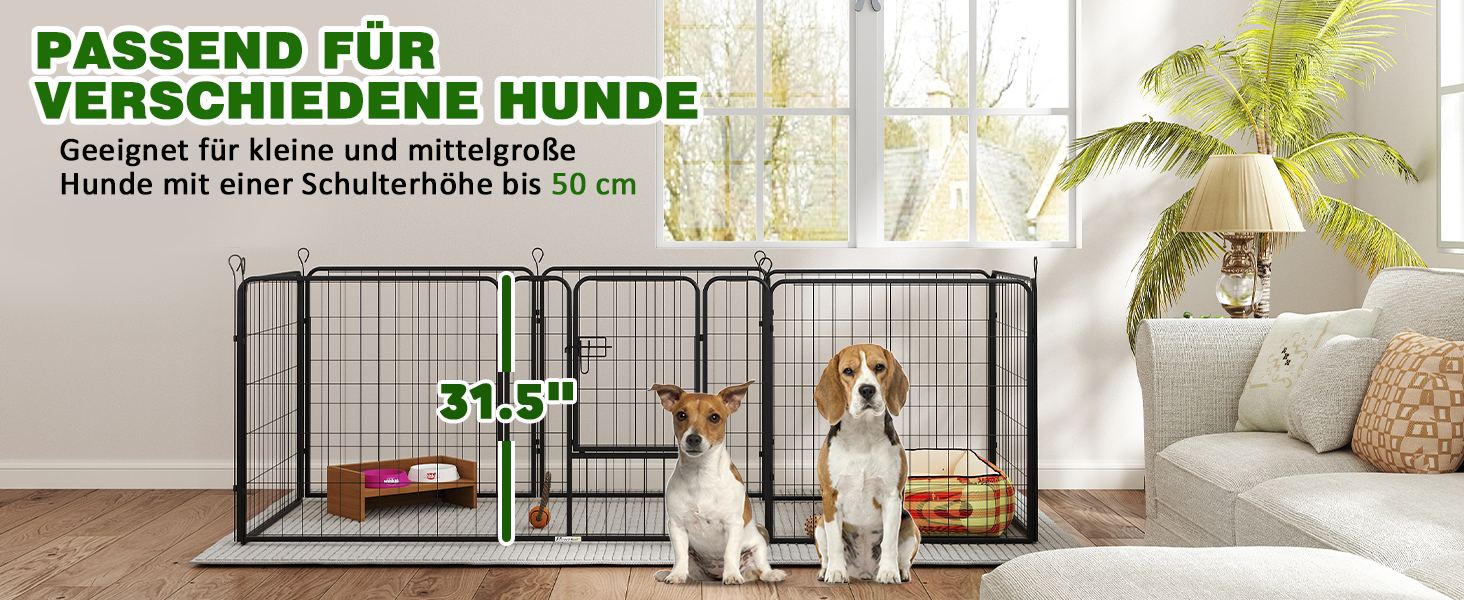 Летворешітка PawHut для цуценят, 8-секційна, 80x80 см, для собак, котів, тварин, внутрішня та зовнішня | PawHut