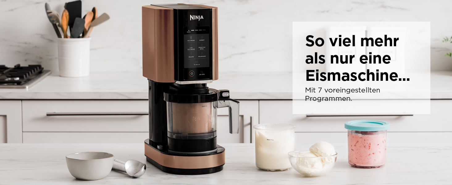 Ninja CREAMi Ice Cream & Frozen Dessert Maker - 3 Containers, 7 Programs - Makes Ice Cream, Gelato, Sorbet, Smoothie Bowls, Milkshakes