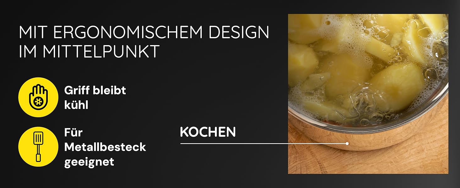 Каструля MISO Diamond Dust з керамічним антипригарним покриттям 16 см (1,6 л) з кришкою – нержавіюча сталь, для індукційних плит та духовки, 100% без PFOA/PFAS, стійка до подряпин