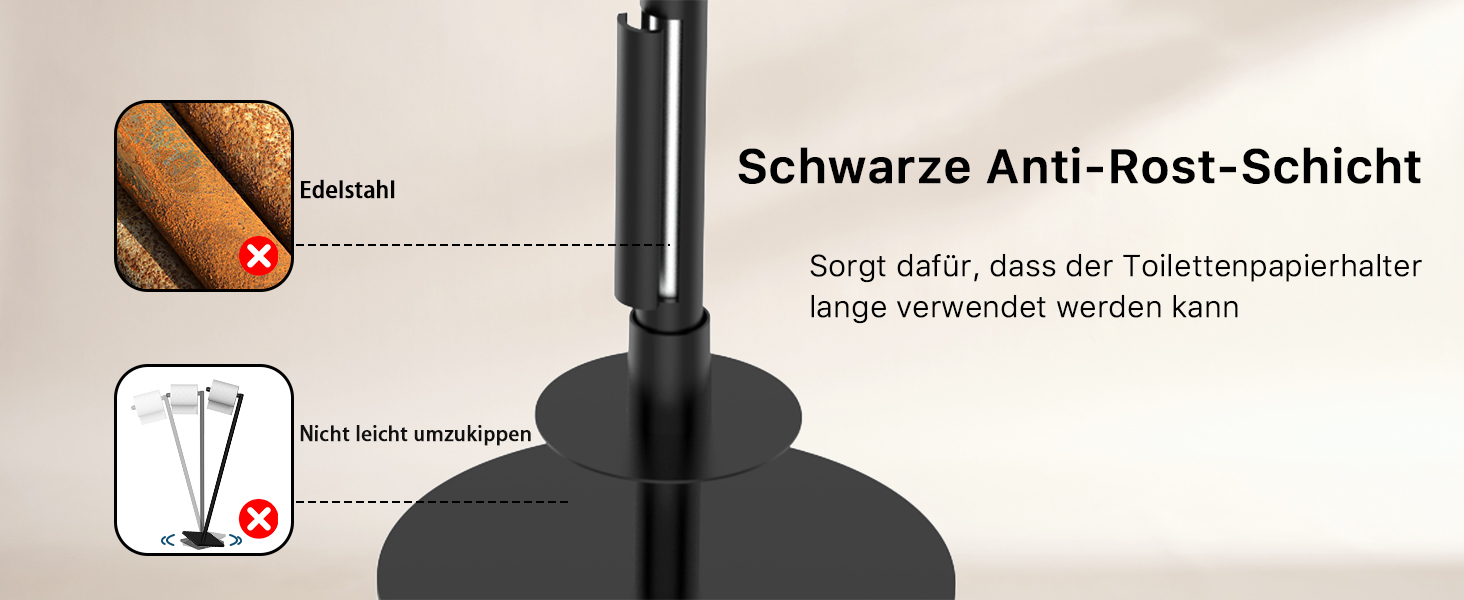 Тримач туалетного паперу YIGII без свердління, нержавіюча сталь, чорний