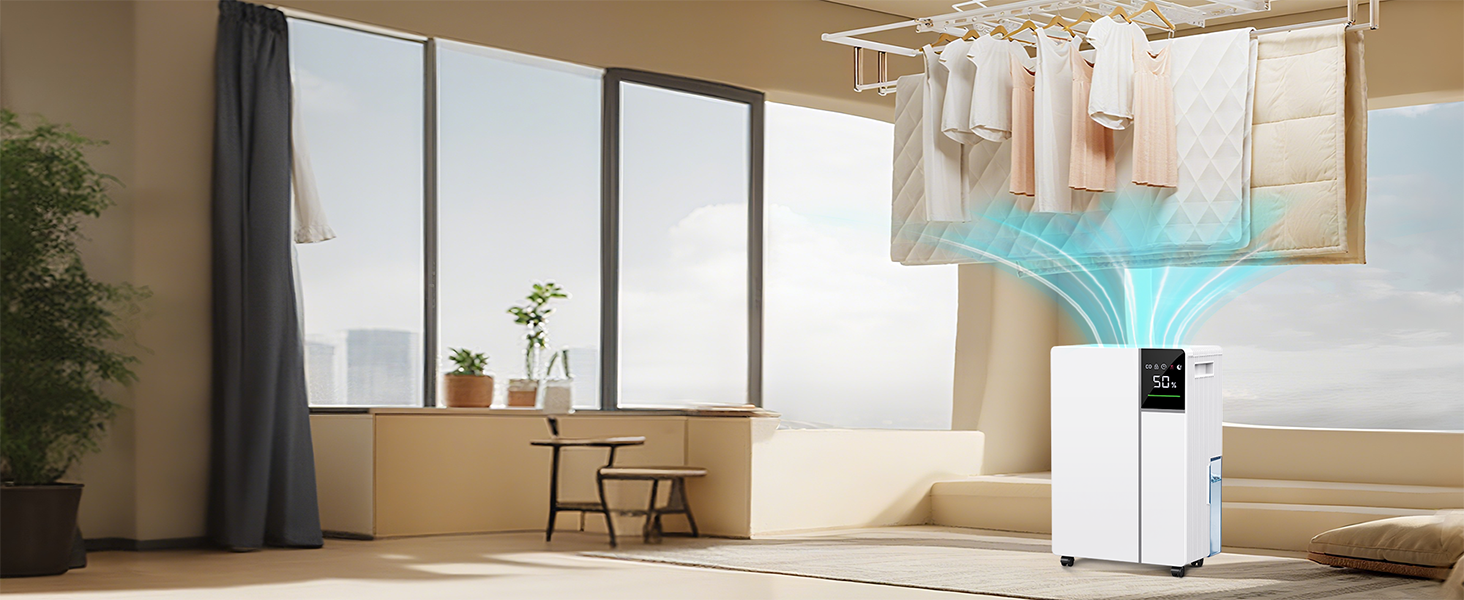 Електричний осушувач повітря Fwoueot 16L/24h для дому: осушувач з компресором для приміщень до 45 м², автоматичне відтанення, 3 режими, таймер 24 години, великий бак 2L, з колесами, для спальні