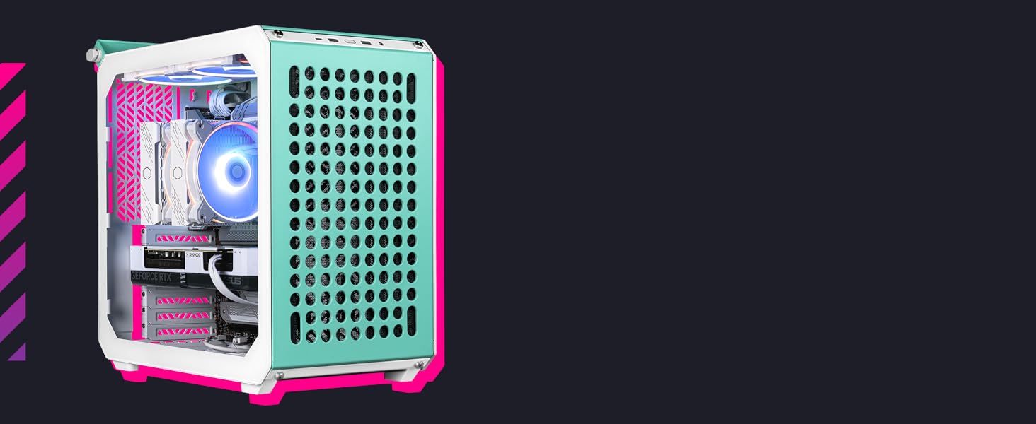 Корпус для ПК Cooler Master Qube 500 Flatpack Mintgrün Macaron Edition: ATX, підтримка EATX, 120 мм вентилятор, вертикальний кріплення відеокарти, радіатори 280 мм