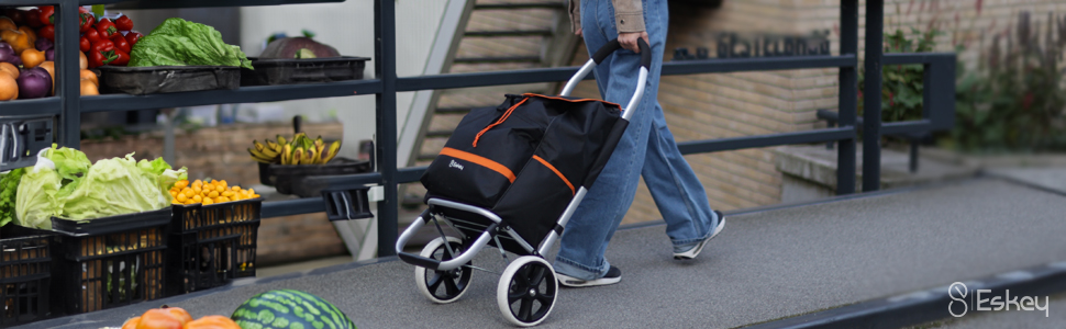 Тролей для покупок Eskey з термокишенею – складаний, водонепроникний, 50L (Чорний)