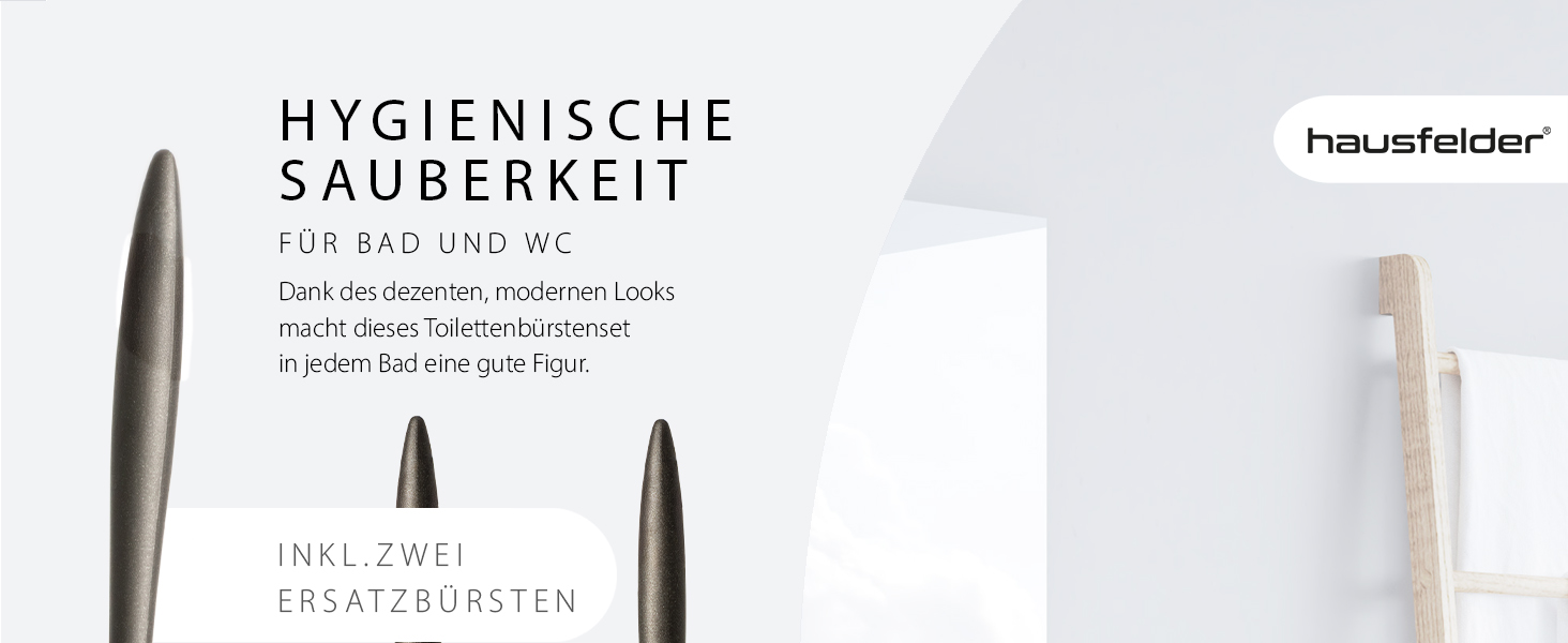 Торгова щітка для унітазу Hausfelder з очищувачем краю, чорна – щітка для прибирання під обідком унітазу з тримачем та 2 запасними щітками, стабільний набір для унітазу з щіткою для краю