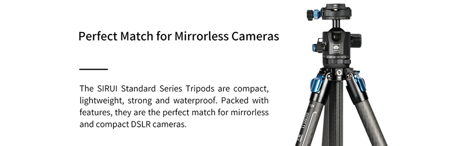 Штатив SIRUI ST-125+ST-10X з відеоголовою для панорамної зйомки, карбонове, для DSLR, 4 секції, 166см, 3кг