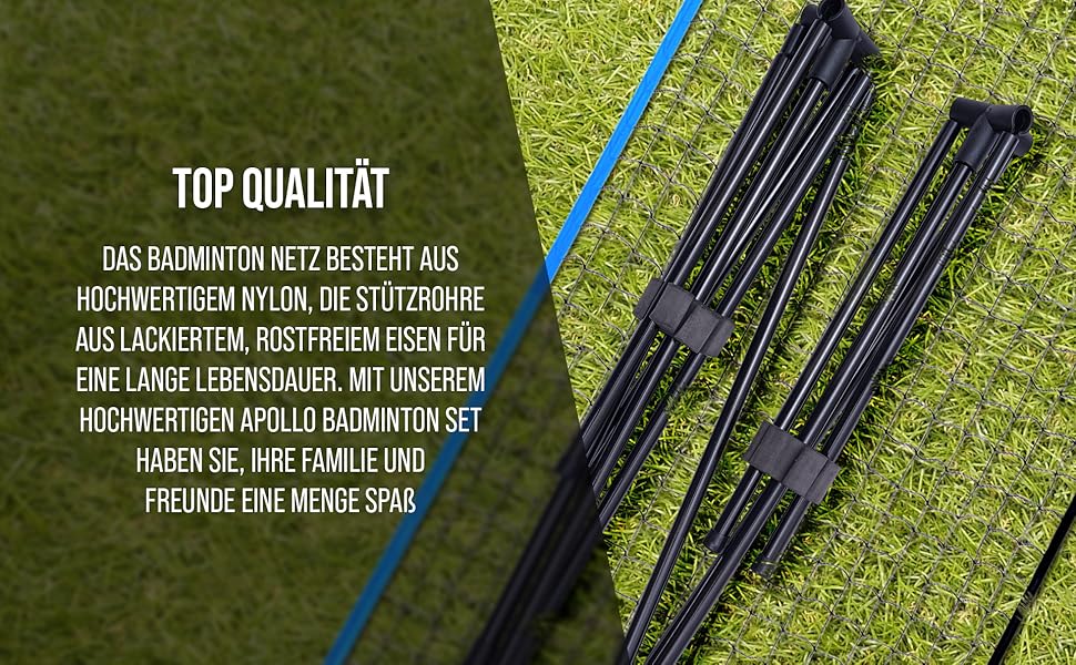 Apollo Adjustable Badminton & Volleyball Net Set - 300cm, 400cm, 500cm - Indoor/Outdoor