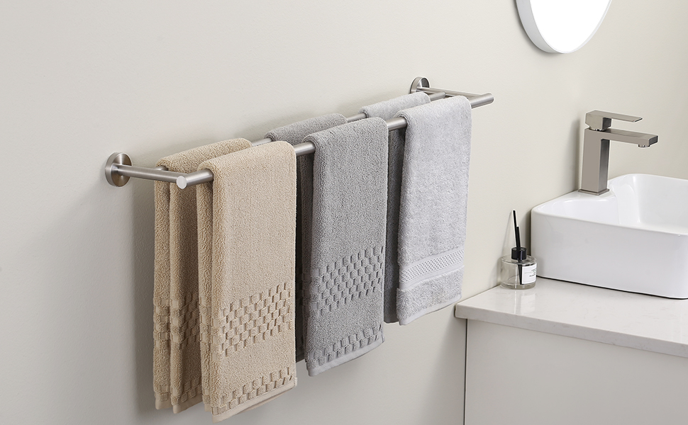 Тримач для рушників KES, подвійний, з нержавіючої сталі SUS304, 60 см, настінний, A2001S60