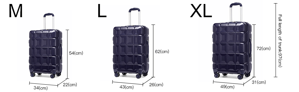 Набір валіз KONO 2 в 1: велика валіза (54 см) та косметичка, чорний/коричневий