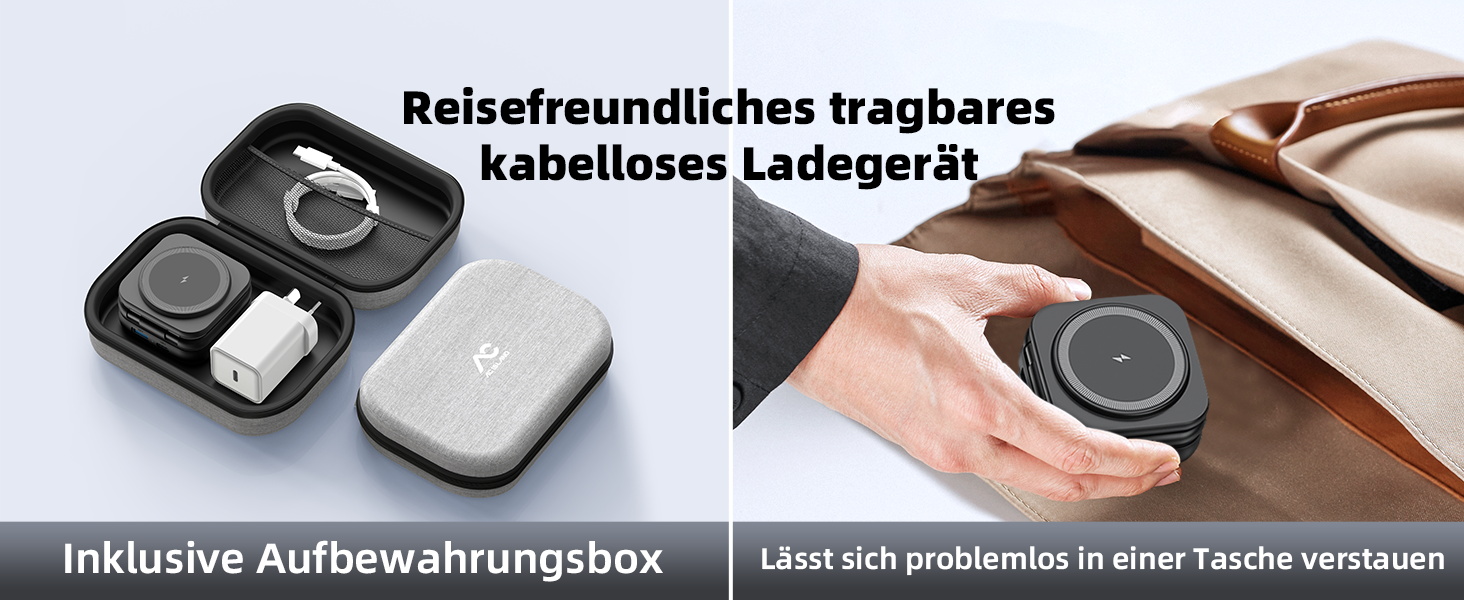 Зарядна станція 5 в 1 для iPhone з підтримкою магнітного зарядного пристрою, складана, для подорожей, бездротовий зарядний пристрій для iPhone 17/16/15/14/13/12, AirPods Pro 3, Apple Watch S11/Ultra (Titan Wüstensand) 2026-Titan Wüstensand (2026-Schwarz)