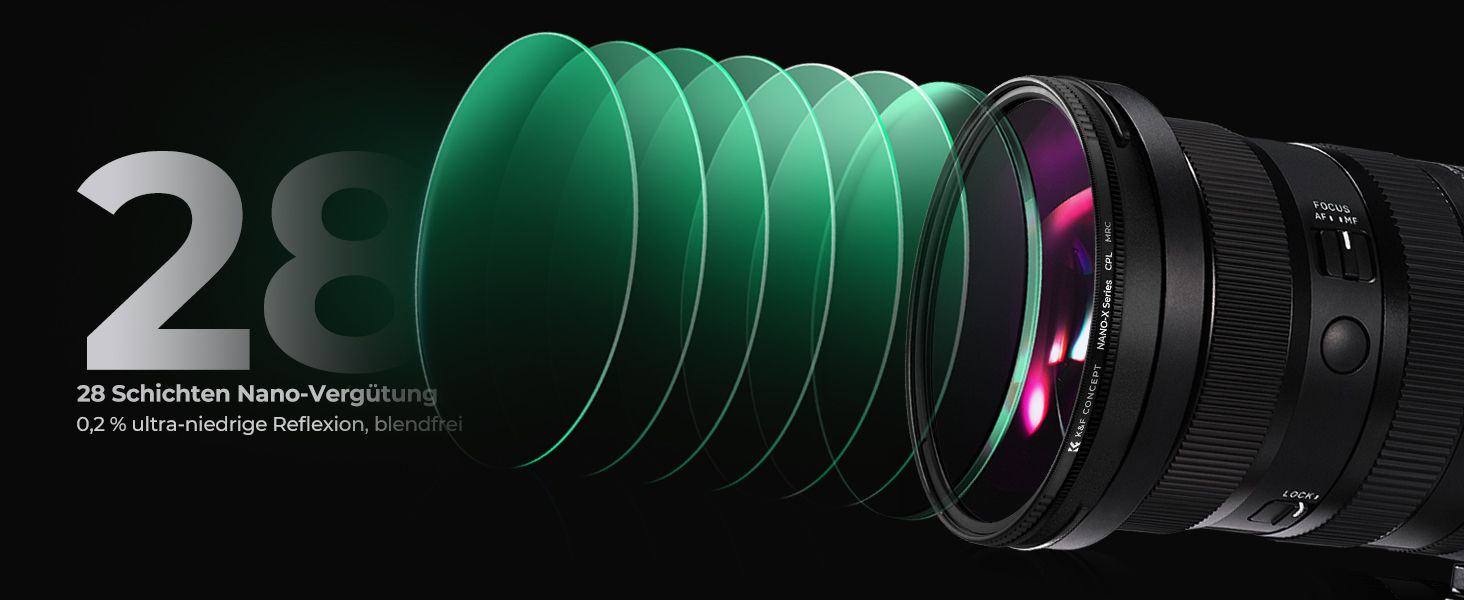 Поляризаційний фільтр K&F Concept 72mm CPL: глибокі кольори, захист від відблисків та подряпин (Nano-Xcel)