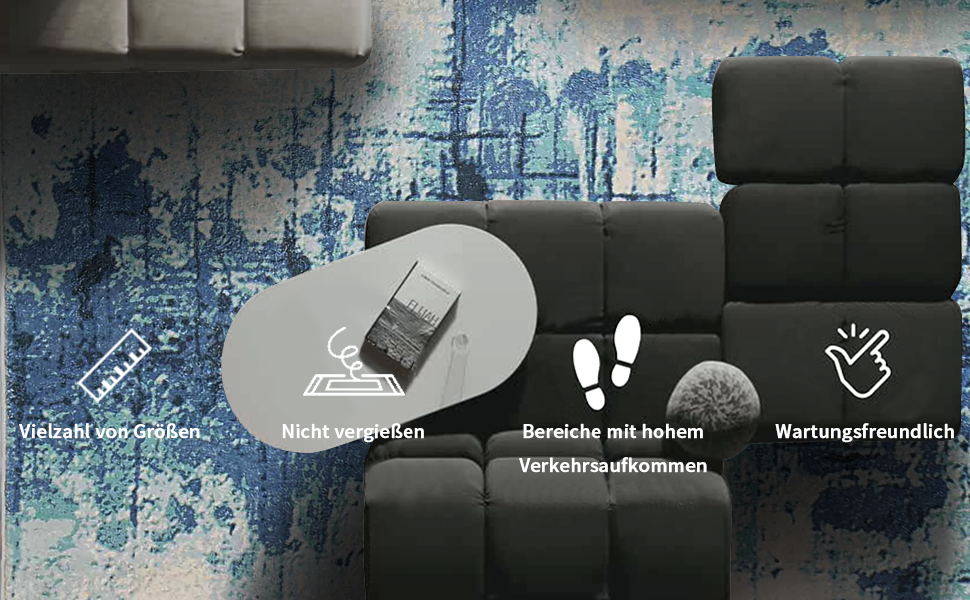 Килим з коротким ворсом для вітальні: абстрактний дизайн, великий, м'який, неслизький, сірий, 120x160 см, 200x300 см, блакитний