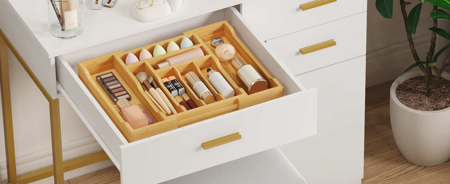 Органайзер для столових приборів Lifewit в шухляду, бамбуковий, 33x25-42x47 см, висувний лоток для ложок, виделок, ножів