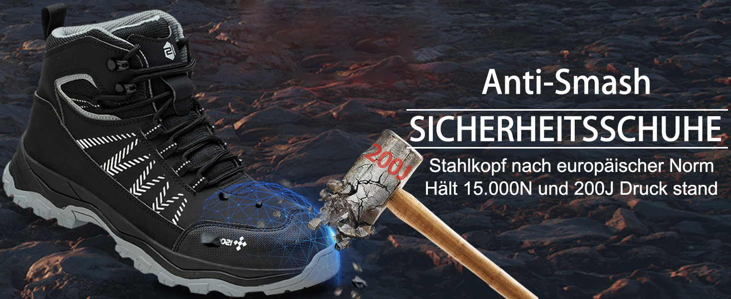 Чоловічі та жіночі робочі черевики ISOOUS з високим захистом, чорні, з металевим підноском, неслизькі, 43 EU