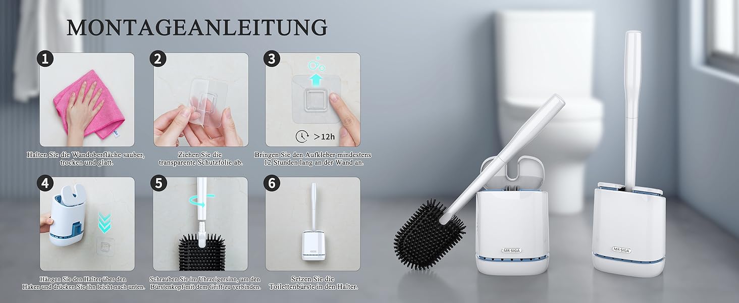 Набір для чищення унітазу Mr.Siga з тримачем, настінний, білий