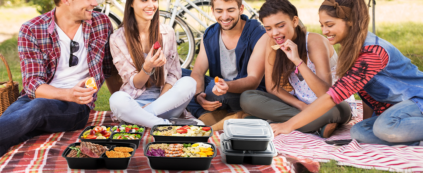 Набір контейнерів для їжі Meal Prep, 20 шт., 32 oz (2 відділення) - BPA Free, для мікрохвильової печі, морозильника та посудомийної машини