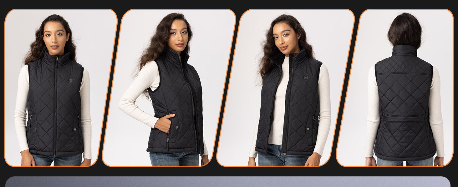 Жіноча грілка для тіла з Powerbank 16000mAh - Грілка з 9 зонами обігріву та 3 рівнями температури, для активного відпочинку, туризму та катання на лижах, чорного кольору, розмір S