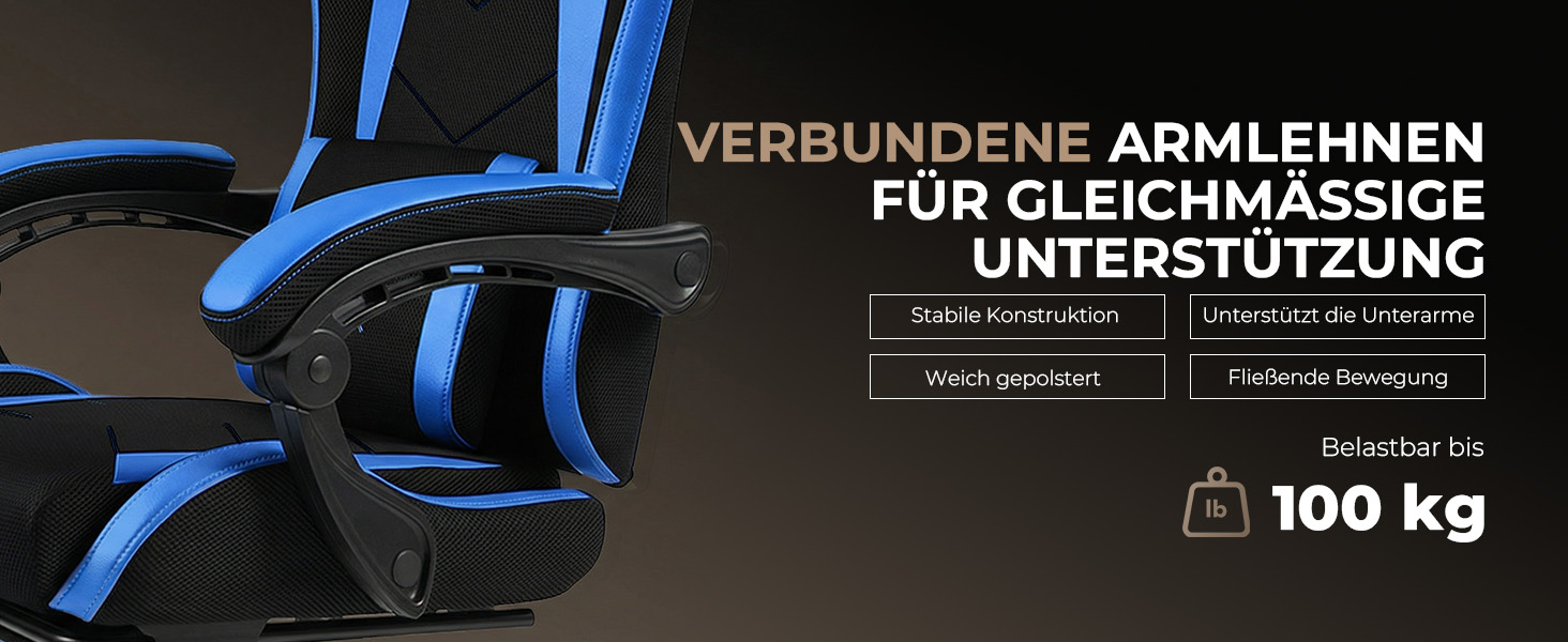 Геймерське крісло Nexthra Ergonomisch з підставкою для ніг, до 180 кг, блакитне. Офісне крісло для геймінгу та роботи, з регульованою спинкою 150°