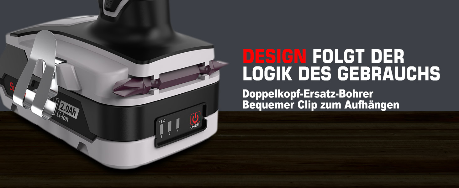 Акумуляторний шуруповерт Sundpey Set: 2 акумулятори 2.0Ah, 21V, 1500 об/хв, 45Nm, 18+1 режим, LED, 10мм патрон - для ремонту та DIY