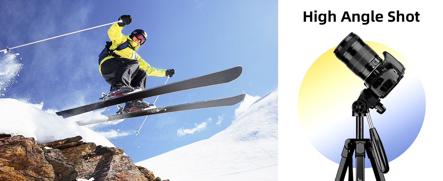 Штатив для камери JOILCAN 210.8 см: легкий трипод для смартфона, камери та селфі-палки з кульковою головкою 360° та пультом дистанційного керування. Алюмінієвий штатив з триножиною для Canon, Nikon, DSLR. Чорний.