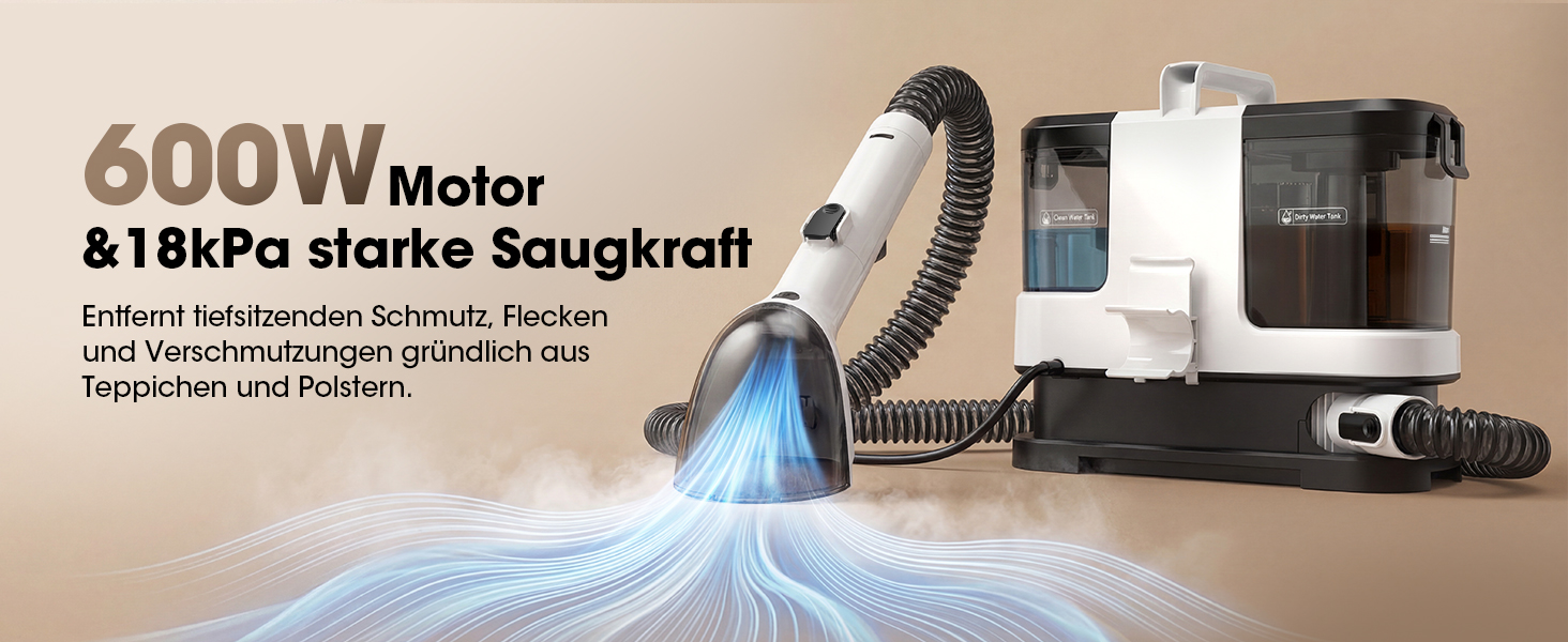 Lubluelu Nasssauger Polsterreiniger 600W 18kPa: Компактний мийний пилосос для м'яких меблів, килимів та авто - чорно-білий