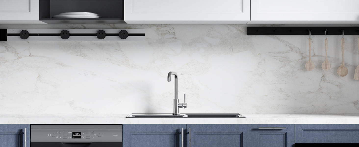 Змішувач для кухні FORIOUS з поворотним гусаком 360°, однорідний, з нержавіючої сталі, для встановлення в 1 отвір