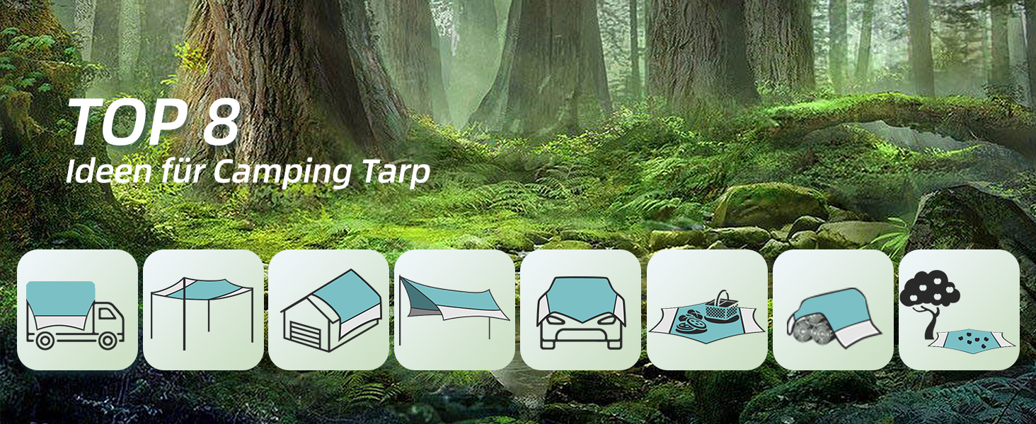 Тент Forceatt Zeltplane 3.7x4.3 м: ультралегкий, водонепроникний, з 6 кріпильними точками. Підходить для кемпінгу, піших прогулянок та відпочинку на природі. Колір: темно-синій & сірий.