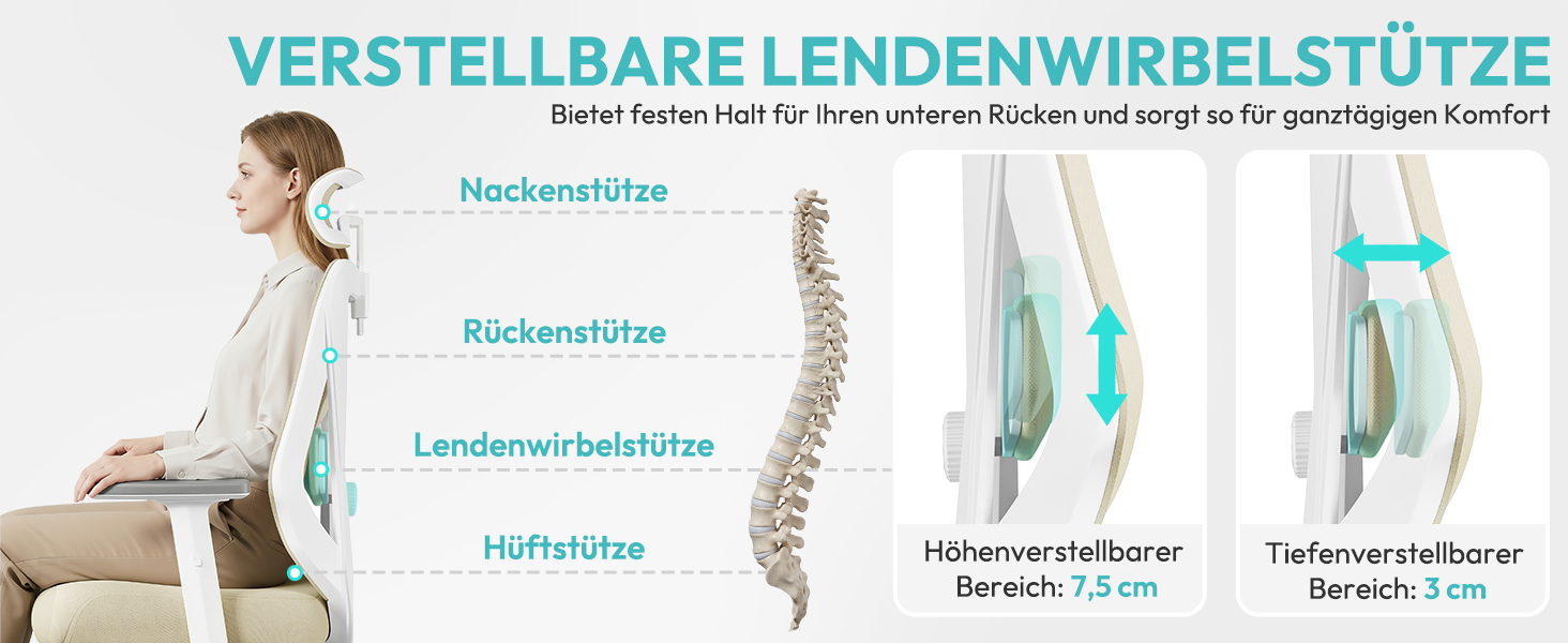 Офісне крісло Yaheetech ергономічне з регульованою підголівником, підлокітниками та поперековою підтримкою, поворотне, з функцією відкидання спинки до 130°, регульована висота (Бежевий)