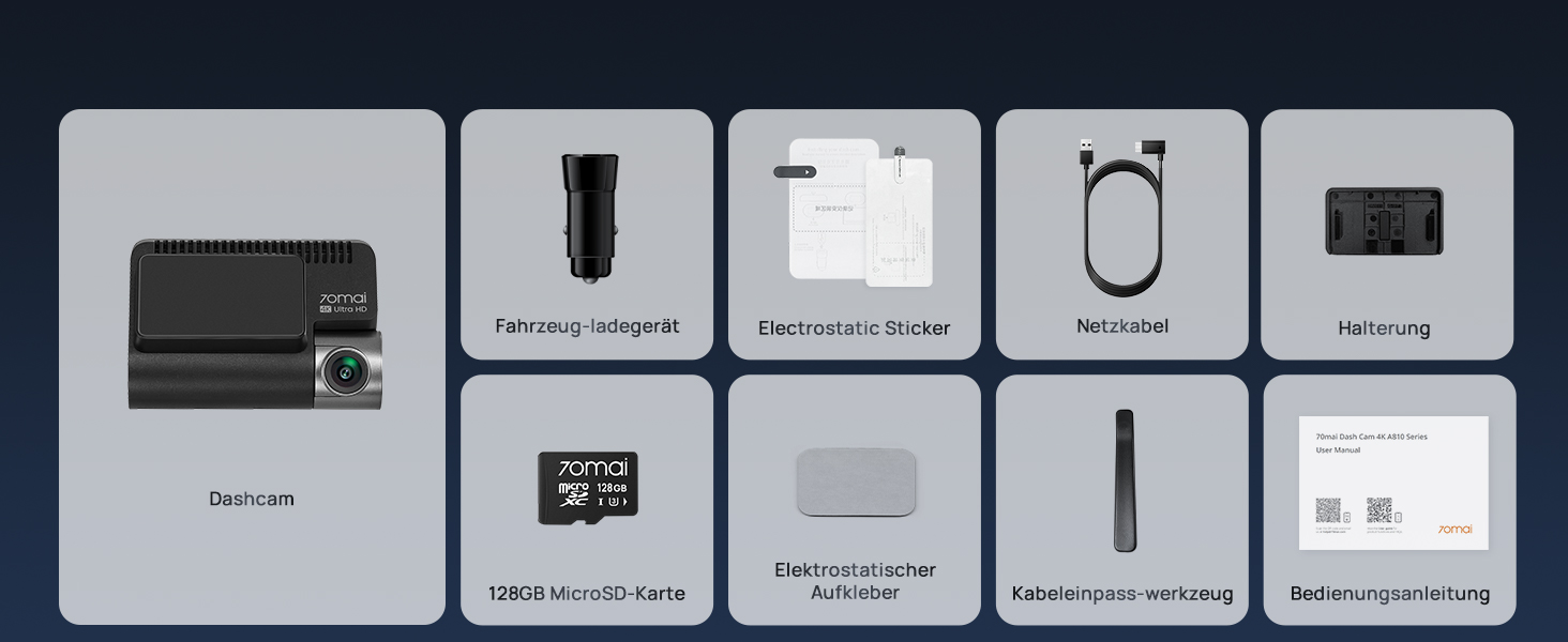 Автомобільний відеореєстратор 70mai A810S 4K з HDR, нічним баченням STARVIS 2, ADAS та карткою пам'яті 128ГБ, 24/7 моніторинг паркування