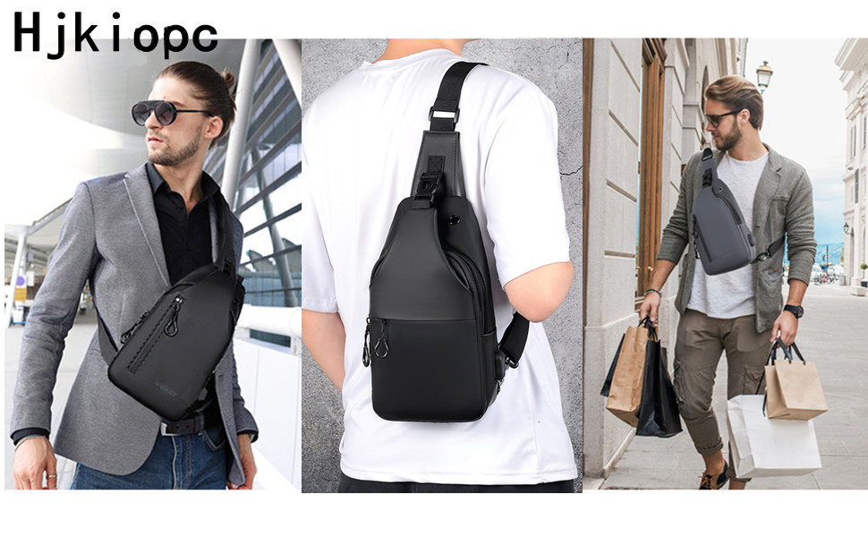 Чоловіча сумка-слінг через плече Crossbody: водонепроникна нагрудна сумка для прогулянок, їзди на велосипеді та роботи (Чорна)