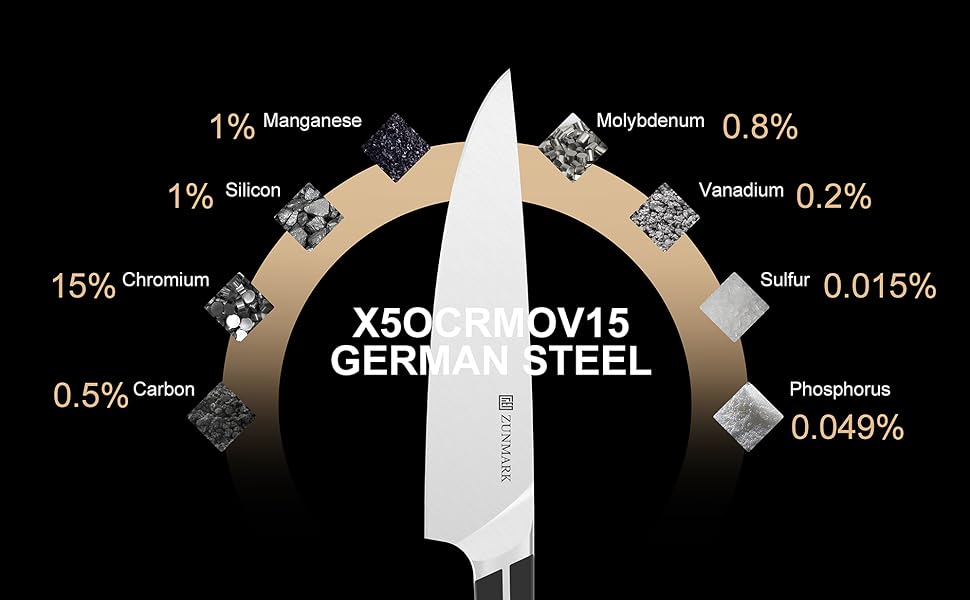 Набір ножів Messerblock 14-ти частинний: кухонний, для хліба, сантоку, універсальний з нержавіючої сталі, чорний