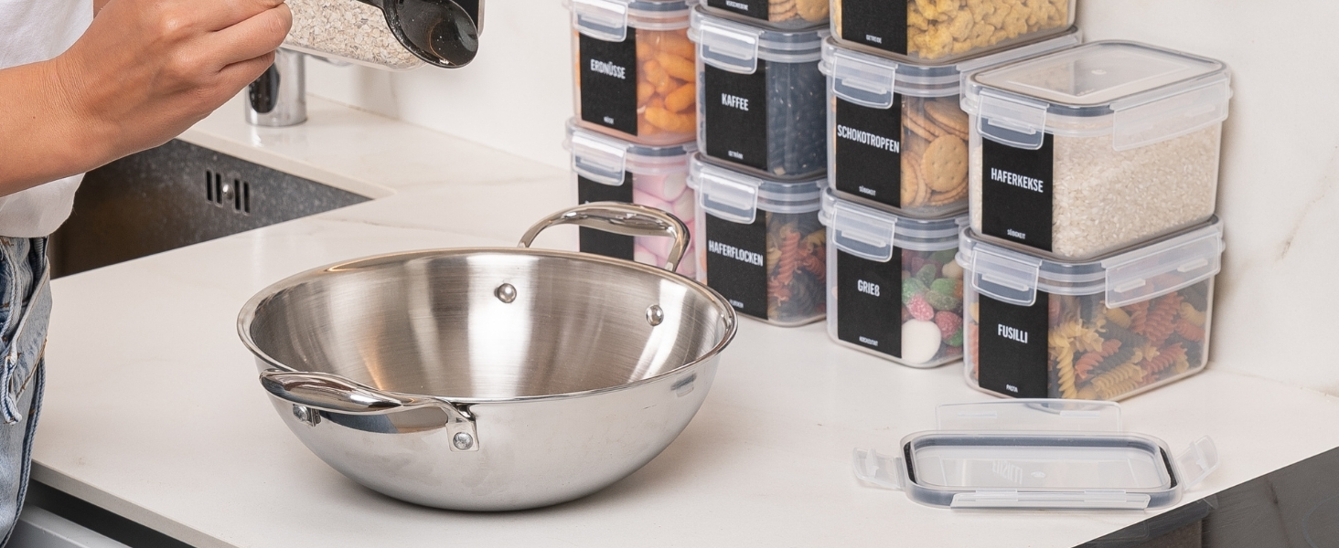 Набір контейнерів для зберігання Deco haus® 24 шт. з кришкою, герметичні - для кухні, паста, мюслі, борошно