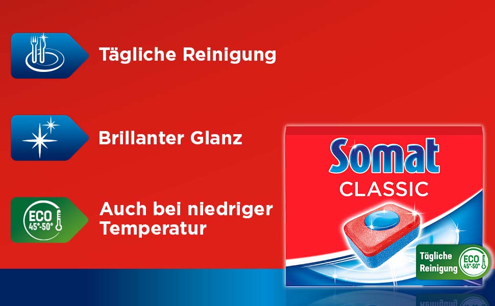 Таблетки для посудомийних машин Somat Classic, потужне очищення навіть при низьких температурах, 135 шт