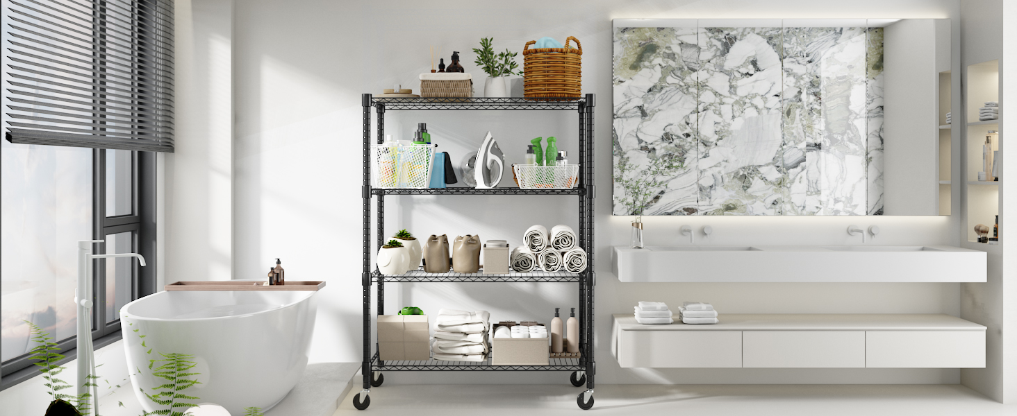 Himimi 5-Tier Rolling Wire Shelving Unit