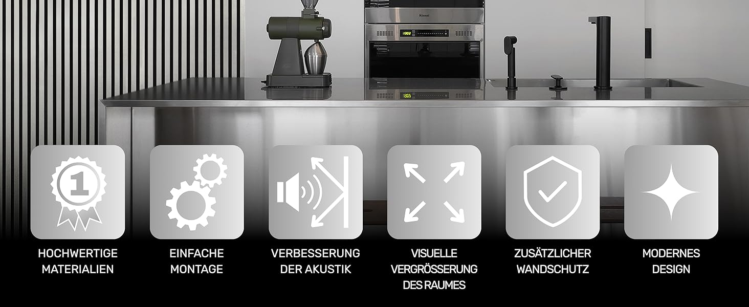 Акустичні настінні панелі з фетру Brushed Silver 364, комплект 2 шт. (275x54 см, загальна площа 1,485 м²)