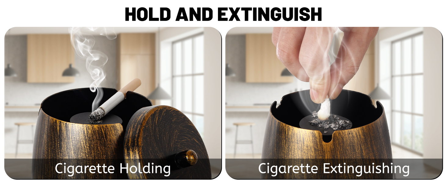 Набір ашеновічників для вулиці 2 шт., нержавіюча сталь, ретро дизайн, з кришкою, для внутрішнього та зовнішнього використання, вітрозахисний, з неслизьким дном, для саду, бару та балкону