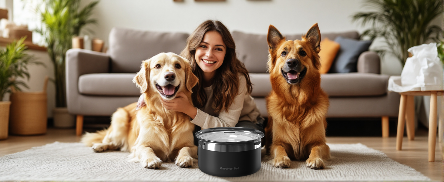 Нержавійна миска для води для собак Gardner Pet, 3,85 л, без розбризкування, для великих собак, чорна