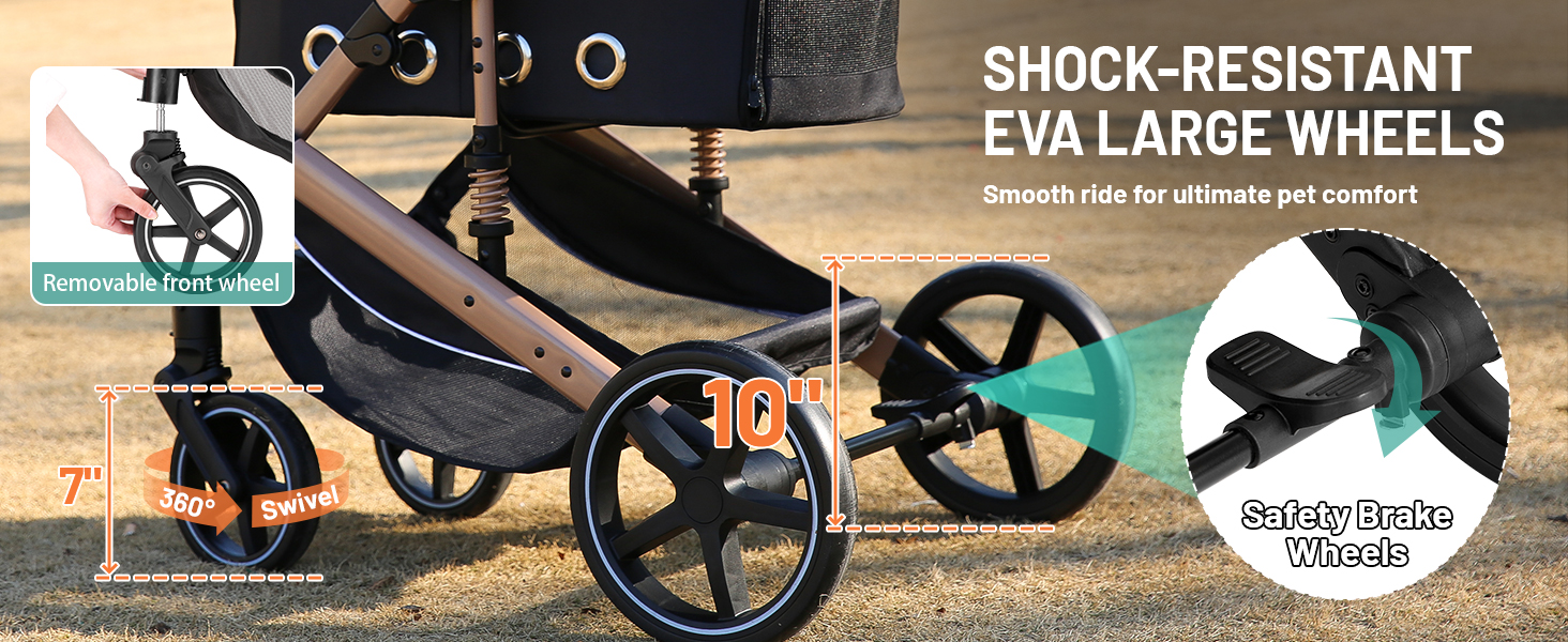 Візок для собак EchoSmile до 20 кг, 4-в-1, чорний. Складаний, з колесами, сітковими віконцями. Підходить для собак та котів середніх розмірів