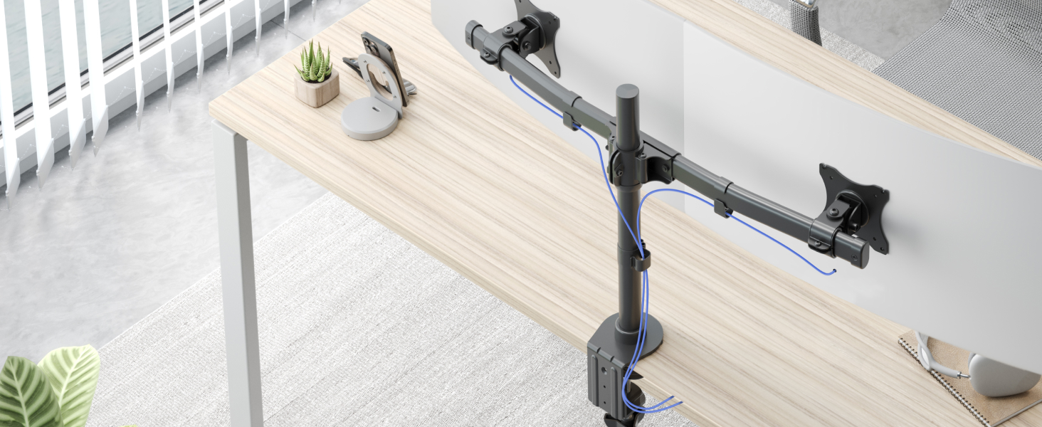 Підставка для монітора RICOO TS7811 - 2 монітори, кріплення для 13-27 дюймів, гнучкий гриф, для ПК та ігор