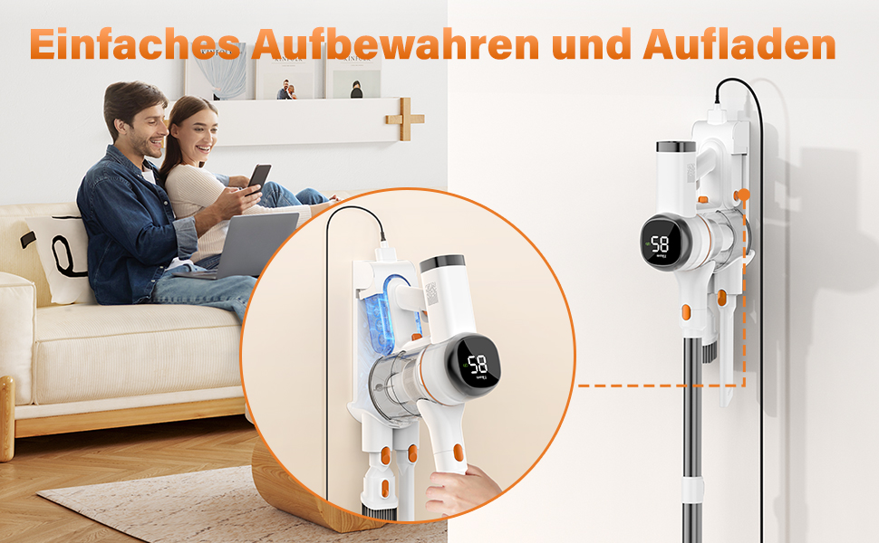 Бездротовий акумуляторний пилосос Tikom V500 450W, 6-в-1, білий. З контейнером 1.3л, для прибирання килимів, шерсті тварин та твердих поверхонь.