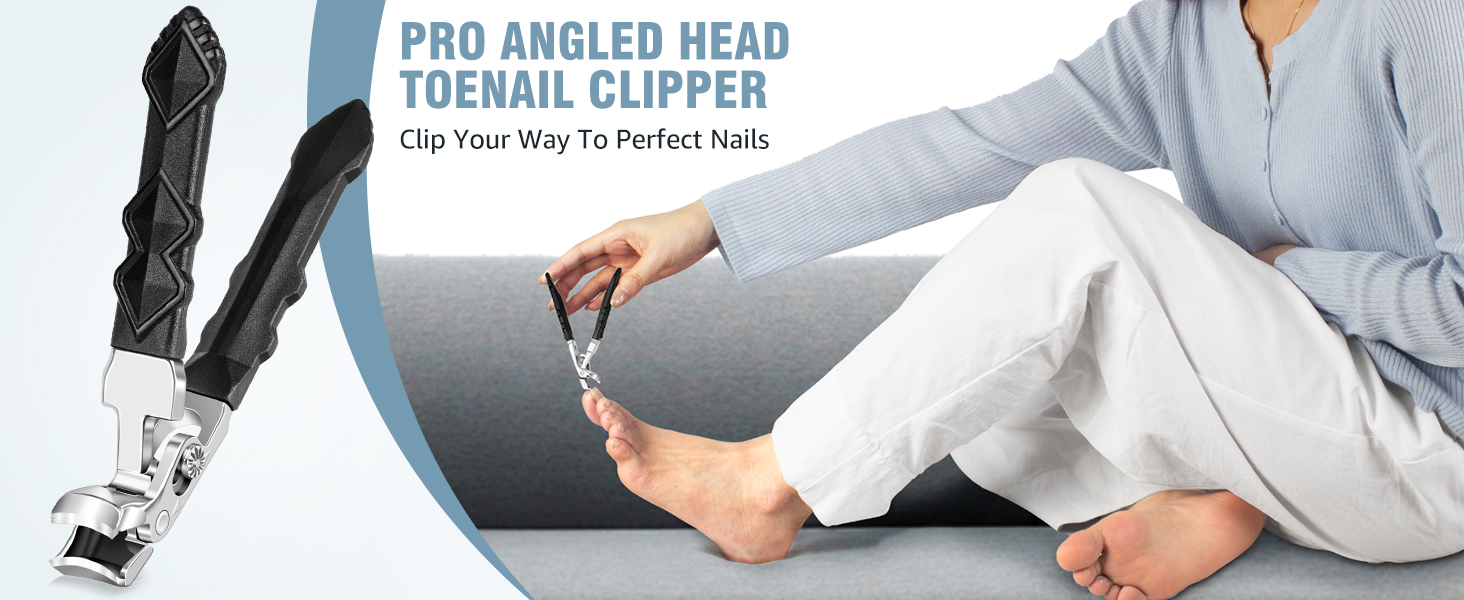 Кусачки для нігтів для літніх людей з товстими нігтями, кутовий наголовок, широкі кусачки для великих пальців ніг, широке захплення, кусачки для товстих пальців ніг, гострі кусачки для чоловіків/жінок (чорні кусачки для нігтів)