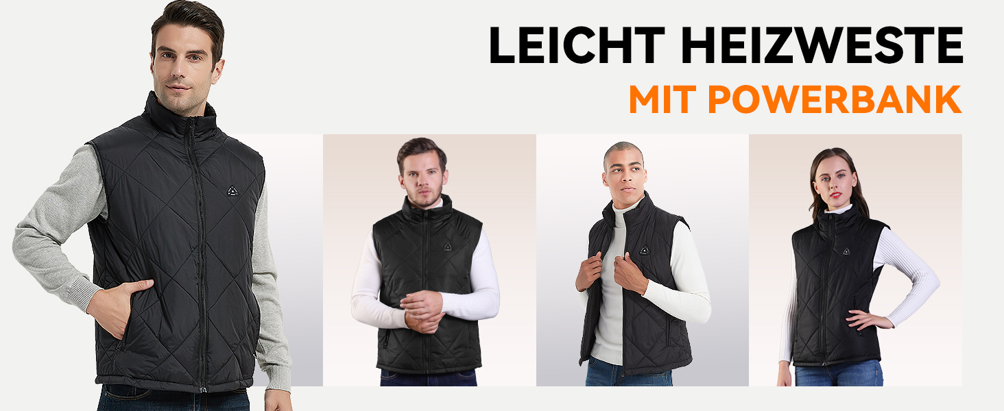 Електрична гріюча жилетка для чоловіків та жінок з Power Bank, 8 зон нагріву, 3 температурні режими, чорний, XXL