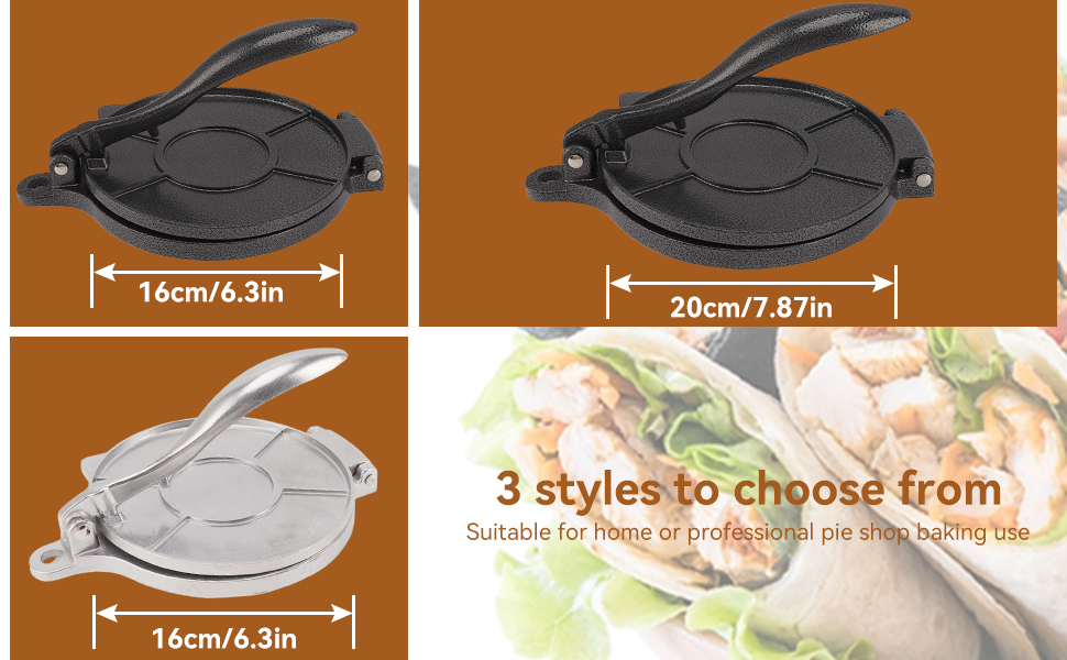 Пресс для тортилій Cyrank, ручний ротатор для роти, прес для тако та кесадільї, 20 см, чорний