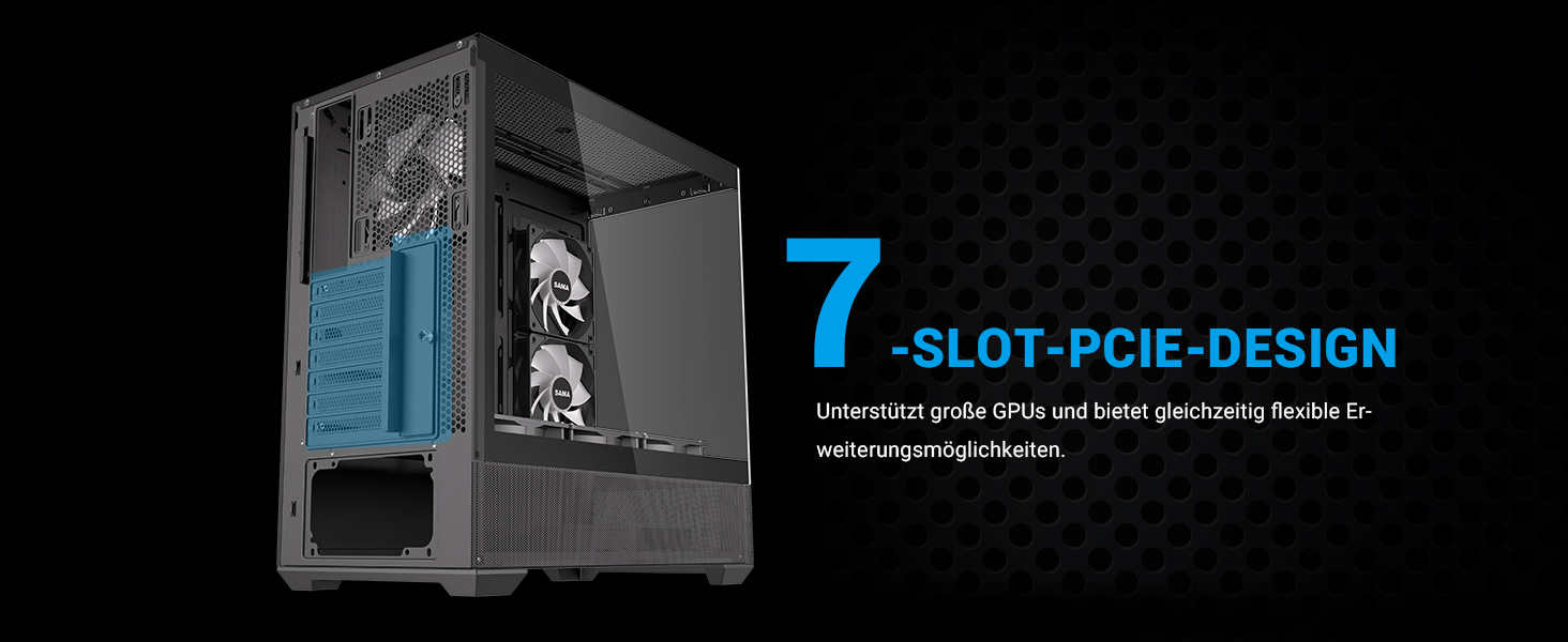 Корпус ПК SAMA V40 Mid-Tower ATX з 6 вентиляторами 120 мм ARGB, подвійні панелі з загартованого скла, чорний