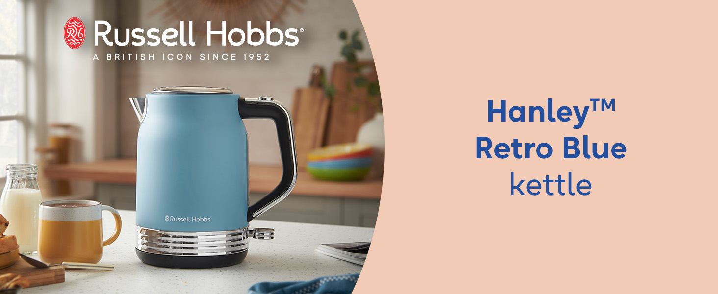 Електричний чайник Russell Hobbs Hanley Retro Jasmine, 1.7л, кремово-білий, 2400W, нержавіюча сталь, ретро-дизайн
