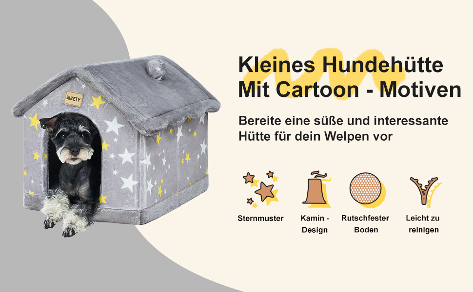 Будка для собак маленьких порід зі зірковим малюнком, L, сіра - зручна та стильна кімната для вашого улюбленця